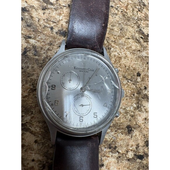 Kenneth Cole New York Men’s Chronograph Watch Silver Dial Brown Leather main image 4